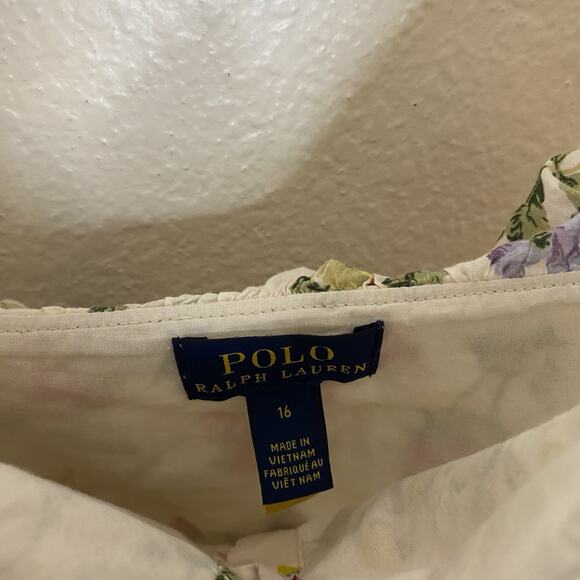 Ralph Lauren Big Girl Floral Smocked Cotton Batiste Jumpsuit Multi Size 16 - Picture 4 of 9